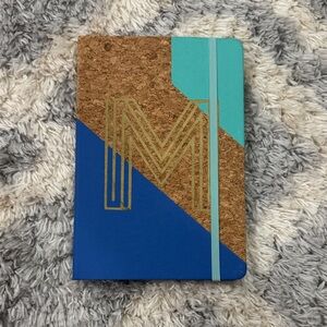 Blue and Teal Cork Notebook with Gold Lettering